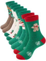COOPLUS Womens Fuzzy Socks Christmas Socks for Women Winter Thick Thermal Socks Size 9-11 Crew Socks 4 Pairs