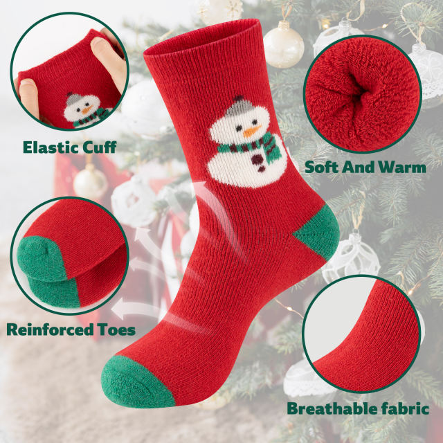 COOPLUS Womens Fuzzy Socks Christmas Socks for Women Winter Thick Thermal Socks Size 9-11 Crew Socks 4 Pairs