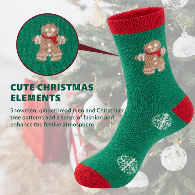COOPLUS Womens Fuzzy Socks Christmas Socks for Women Winter Thick Thermal Socks Size 9-11 Crew Socks 4 Pairs