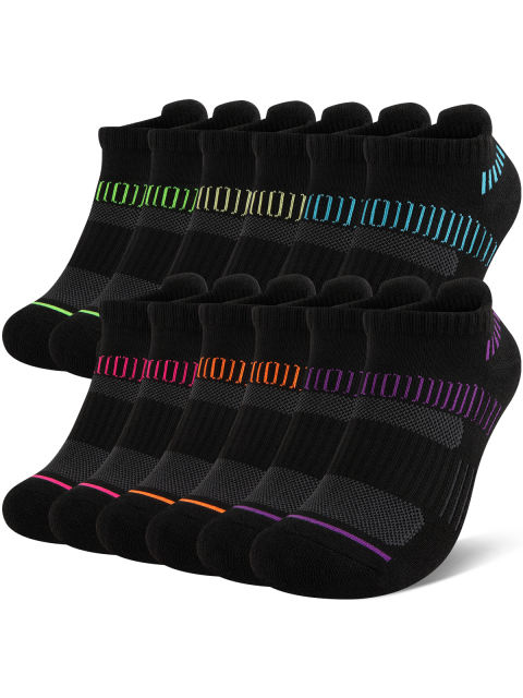 COOPLUS Womens Athletic Ankle Socks Women Cushioned Low Cut Breathable Socks 6 Pairs