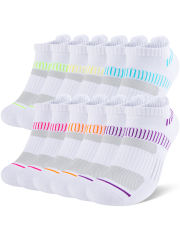 COOPLUS Womens Athletic Ankle Socks Women Cushioned Low Cut Breathable Socks 6 Pairs