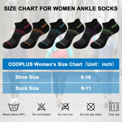 COOPLUS Womens Athletic Ankle Socks Women Cushioned Low Cut Breathable Socks 6 Pairs