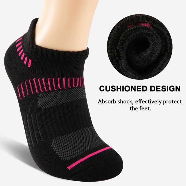COOPLUS Womens Athletic Ankle Socks Women Cushioned Low Cut Breathable Socks 6 Pairs