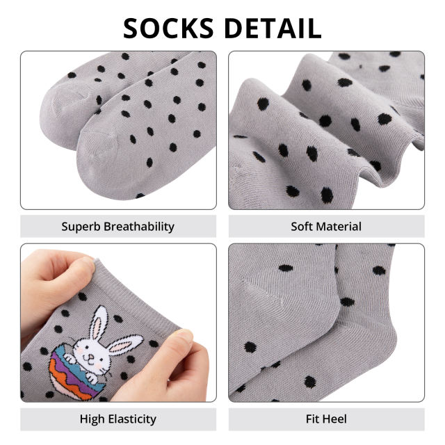 COOPLUS Womens Easter Socks Fun Multi-Colored Egg Pattern Socks for Women Holiday Gifts 5 pairs