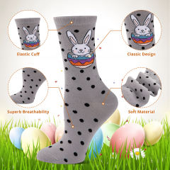 COOPLUS Womens Easter Socks Fun Multi-Colored Egg Pattern Socks for Women Holiday Gifts 5 pairs
