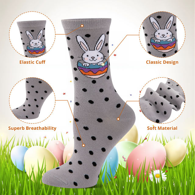 COOPLUS Womens Easter Socks Fun Multi-Colored Egg Pattern Socks for Women Holiday Gifts 5 pairs