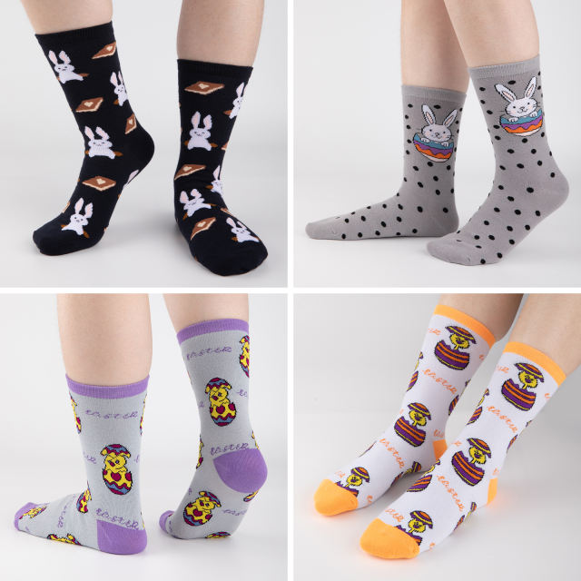 COOPLUS Womens Easter Socks Fun Multi-Colored Egg Pattern Socks for Women Holiday Gifts 5 pairs