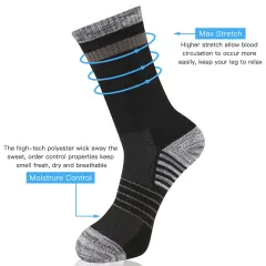 COOPLUS 10Pairs Mens Long Socks Lightweight Crew Hiking Socks