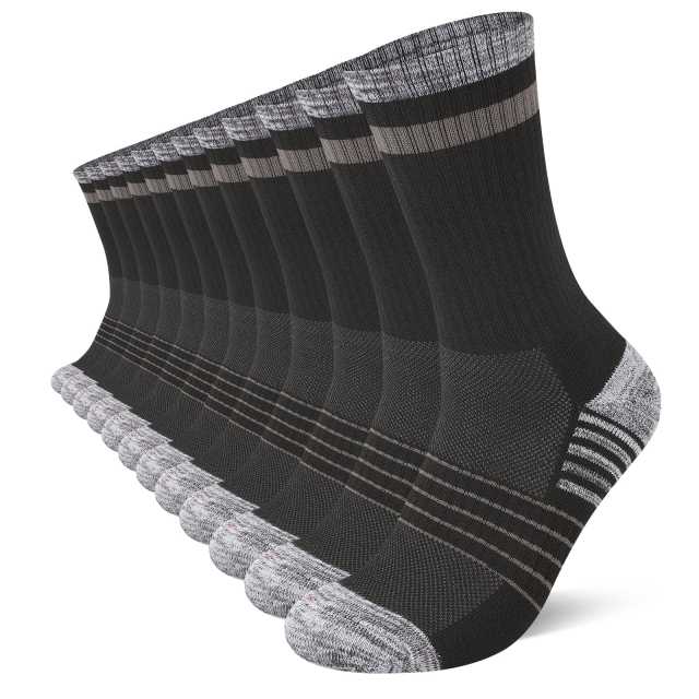 COOPLUS 10Pairs Mens Long Socks Lightweight Crew Hiking Socks