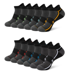 Cooplus 12 Pairs Mens Ankle Running Socks Athletic Cushioned Breathable Socks for Men