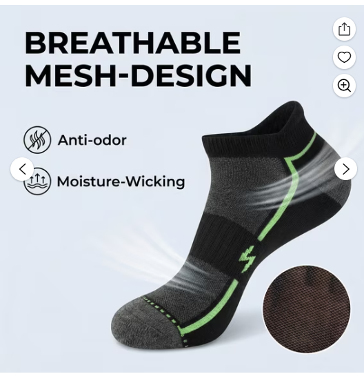 Cooplus 12 Pairs Mens Ankle Running Socks Athletic Cushioned Breathable Socks for Men