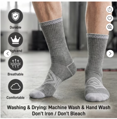 COOPLUS Mens Crew Socks Breathable Cushioned Athletic Socks for Running Gym Workout Work Daily Wear 6 Pairs
