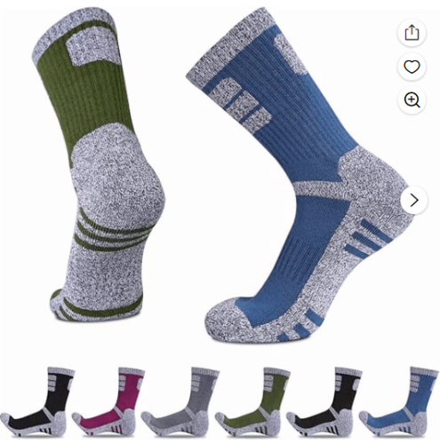 COOPLUS Mens 6 Pack Hiking Crew Socks Cushioned Moisture Wicking Athletic Outdoor Trekking Boot Socks