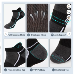 Cooplus 12 Pairs Mens Ankle Running Socks Athletic Cushioned Breathable Socks for Men
