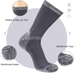 COOPLUS Mens 6 Pack Hiking Crew Socks Cushioned Moisture Wicking Athletic Outdoor Trekking Boot Socks