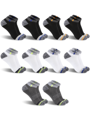 COOPLUS 10 Pairs Mens Ankle Socks Men 10 Pack Low Cut Comfort Cushion Casual Socks