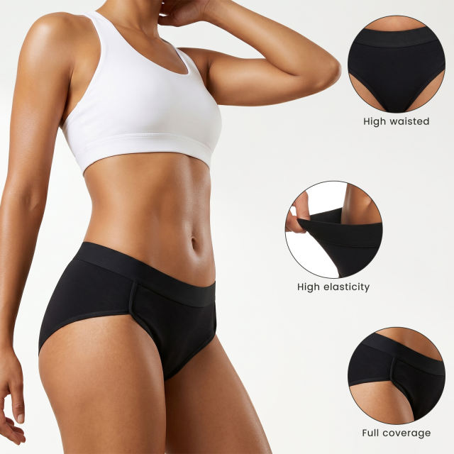 COOPLUS 5-Pack Cotton Underwear for Women No Show Hi-Cut Stretch Breathable Full Coverage Comfort Panties