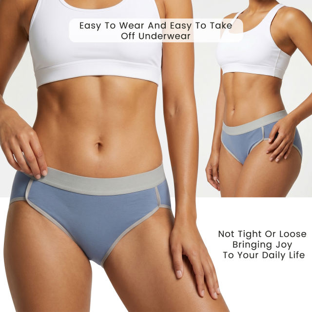 COOPLUS 5-Pack Cotton Underwear for Women No Show Hi-Cut Stretch Breathable Full Coverage Comfort Panties