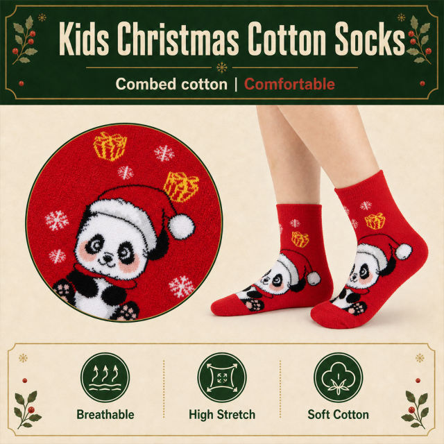 COOPLUS Kids Christmas Socks 5 Pairs Boys Girls Fuzzy Soft Cartoon Holiday Gift Set Gift Bag Greeting Card