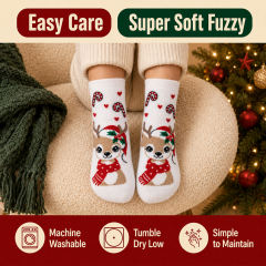 COOPLUS Kids Christmas Socks 5 Pairs Boys Girls Fuzzy Soft Cartoon Holiday Gift Set Gift Bag Greeting Card