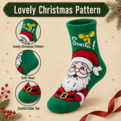 COOPLUS Kids Christmas Socks 5 Pairs Boys Girls Fuzzy Soft Cartoon Holiday Gift Set Gift Bag Greeting Card