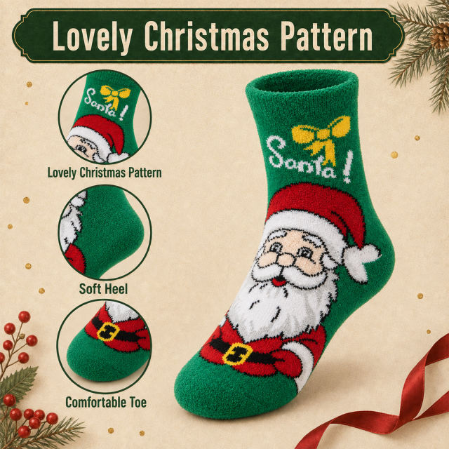 COOPLUS Kids Christmas Socks 5 Pairs Boys Girls Fuzzy Soft Cartoon Holiday Gift Set Gift Bag Greeting Card