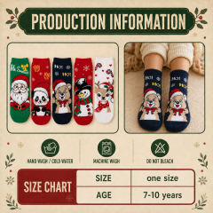 COOPLUS Kids Christmas Socks 5 Pairs Boys Girls Fuzzy Soft Cartoon Holiday Gift Set Gift Bag Greeting Card