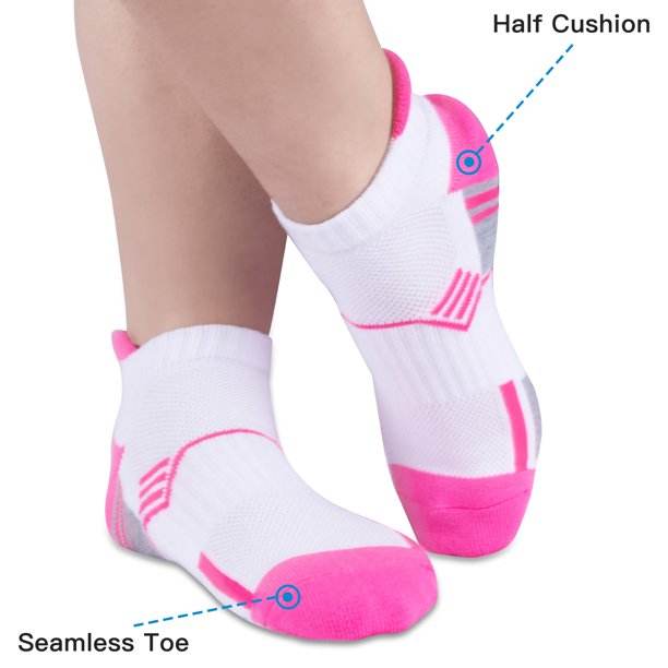 EALLCO Womens Ankle Socks Low Cut Socks Cushioned Running Socks 6 Pairs