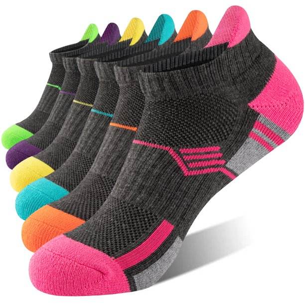EALLCO Womens Ankle Socks Low Cut Socks Cushioned Running Socks 6 Pairs