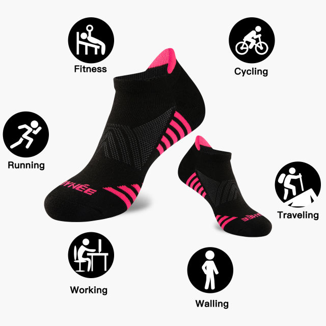 EALLCO Womens Athletic Ankle Socks Women Low Cut Cushioned Socks 7 Pairs