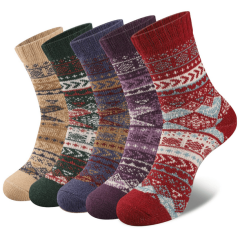 EALLCO Womens Wool Socks Thermal Warm Thick Crew Socks Winter Work Socks for Ladies 5 Pairs