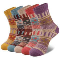 EALLCO Womens Wool Socks Thermal Warm Thick Crew Socks Winter Work Socks for Ladies 5 Pairs