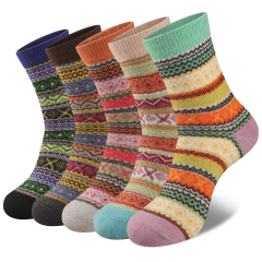 EALLCO Womens Wool Socks Thermal Warm Thick Crew Socks Winter Work Socks for Ladies 5 Pairs
