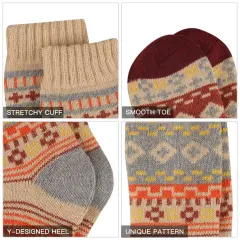 EALLCO Womens Wool Socks Thermal Warm Thick Crew Socks Winter Work Socks for Ladies 5 Pairs