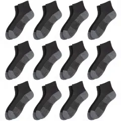 EALLCO 12 Pairs Mens Cotton Ankle Socks Heavy Duty Cushioned Socks for Men