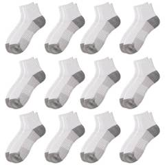 EALLCO 12 Pairs Mens Cotton Ankle Socks Heavy Duty Cushioned Socks for Men