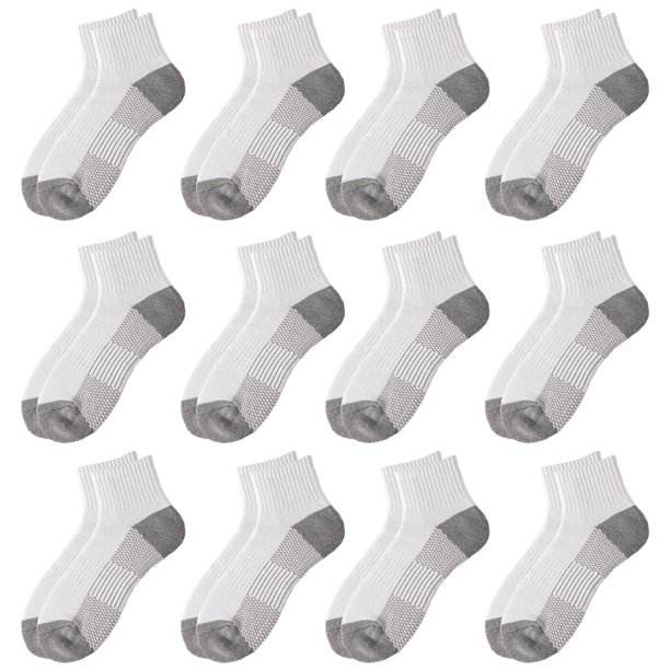 EALLCO 12 Pairs Mens Cotton Ankle Socks Heavy Duty Cushioned Socks for Men