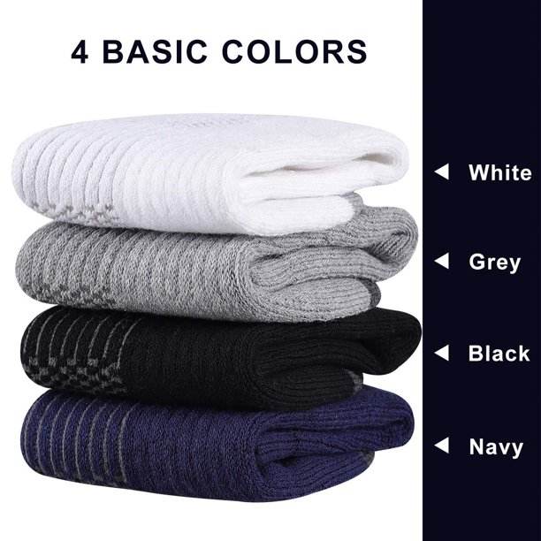 EALLCO 12 Pairs Mens Cotton Ankle Socks Heavy Duty Cushioned Socks for Men