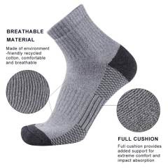 EALLCO 12 Pairs Mens Cotton Ankle Socks Heavy Duty Cushioned Socks for Men