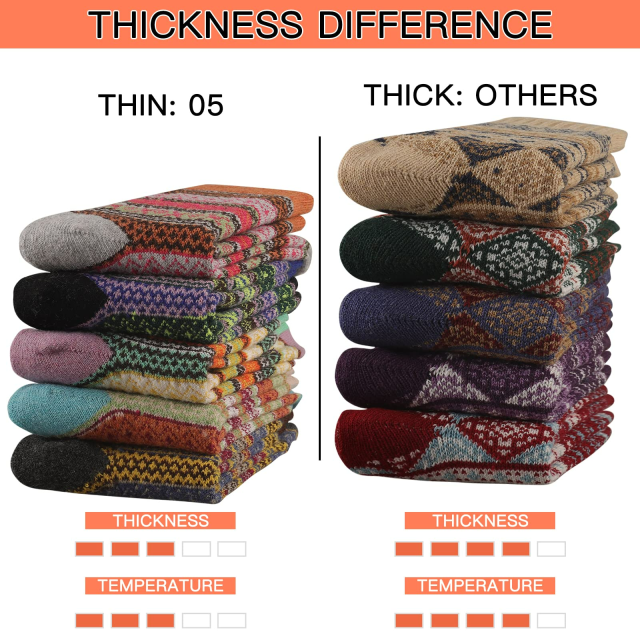 EALLCO Womens Wool Socks Thermal Warm Thick Crew Socks Winter Work Socks for Ladies 5 Pairs