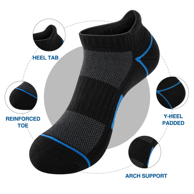 EALLCO Mens Ankle Socks Low Cut Socks Cushioned Athletic Running Socks for Men 6 Pairs