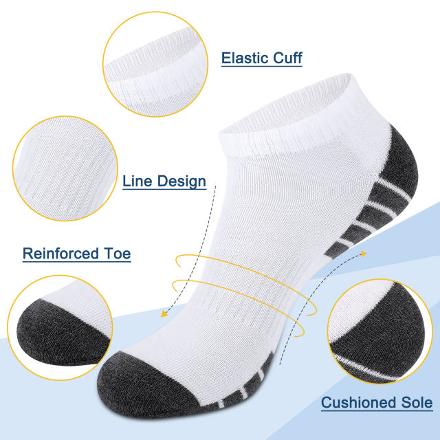 EALLCO 10 Pack Men's Athletic Ankle Socks Cushion Low Cut Running Socks for Men
