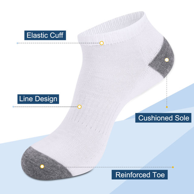 EALLCO 10 Pack Men's Cushion Low Cut Socks Ankle No Show Work Socks