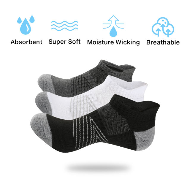 EALLCO Men's Athletic Ankle Socks Mens Cushioned Breathable Low Cut Socks 6 Pairs