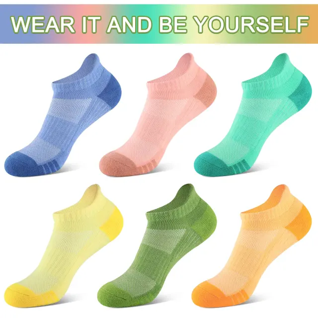 EALLCO Women's Ankle Low Cut Socks Athletic Cushioned Running Socks for Women 6 Pairs