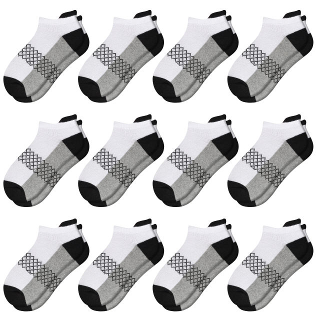 EALLCO Kids Socks 12 Pairs Ankle Athletic Socks Half Cushioned Socks With Low Cut Tab For Little Big Kids