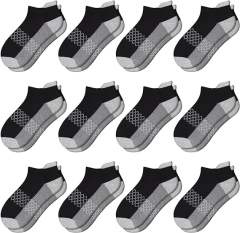 EALLCO Kids Socks 12 Pairs Ankle Athletic Socks Half Cushioned Socks With Low Cut Tab For Little Big Kids