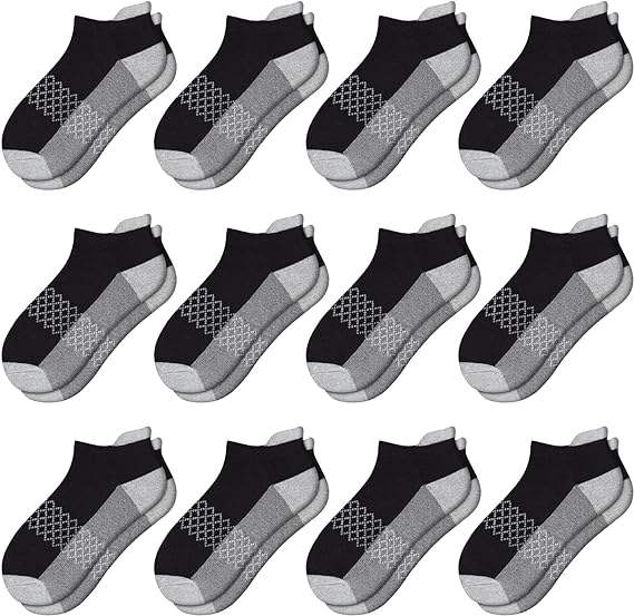 EALLCO Kids Socks 12 Pairs Ankle Athletic Socks Half Cushioned Socks With Low Cut Tab For Little Big Kids