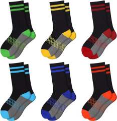 EALLCO Kids Crew Socks Cushioned Athletic Soft Socks Colorful Comfortable Sport Socks For Kids 6 pairs