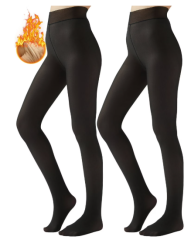 EALLCO Womens 200 Den Soft Opaque Tights, Adding Fleece Women's Tights 2 Pieces